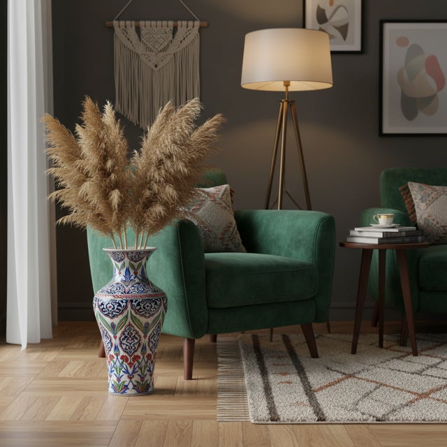 A Pillar of Art: The Monumental Floor Vase ️ Some objects decorate a room; others define it. Standing at an imposing 50...