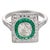 Contemporary Art Deco Style 1.00 Carat Old Mine Cut Diamond Emerald Platinum Target Ring, Size 7.25 For Sale - Image 3 of 6