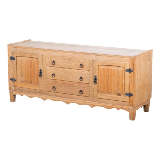 Brutalist Danish Oak Sideboard, 1960s For Sale