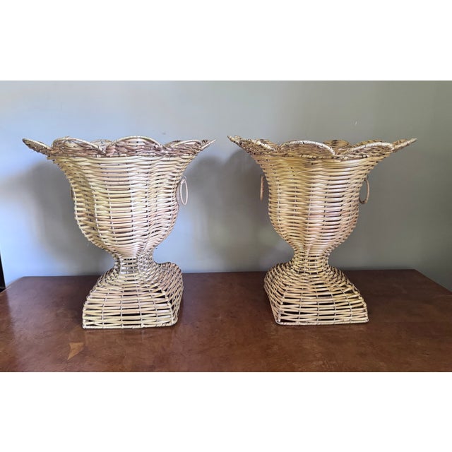 Pair of Large Vintage Wicker Urns For Sale - Image 13 of 17