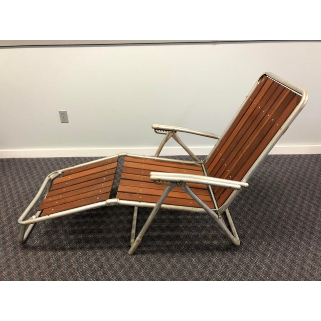 Vintage Mid Century Modern Redwood Patio Set Chaise Lounge Chair Pair