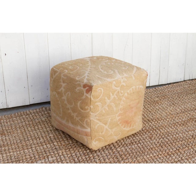 Textile Aalam Antique Suzani Cube Ottoman For Sale - Image 7 of 7