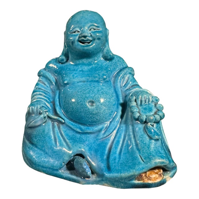 Ceramic Buddha Kangxi (1662-1722) Turquoise Glaze Qing K’ang Hsi Celestial Blue For Sale