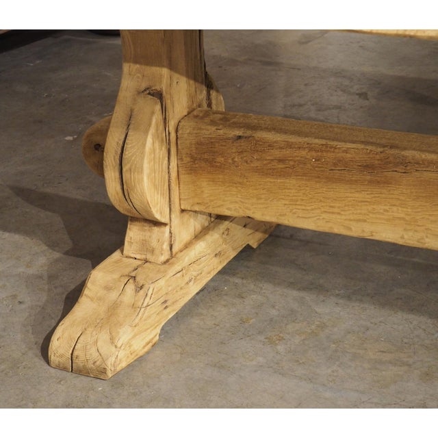 Goldenrod Antique French Bleached Oak Beam Stretcher Dining Table, Late 19th Century For Sale - Image 8 of 18