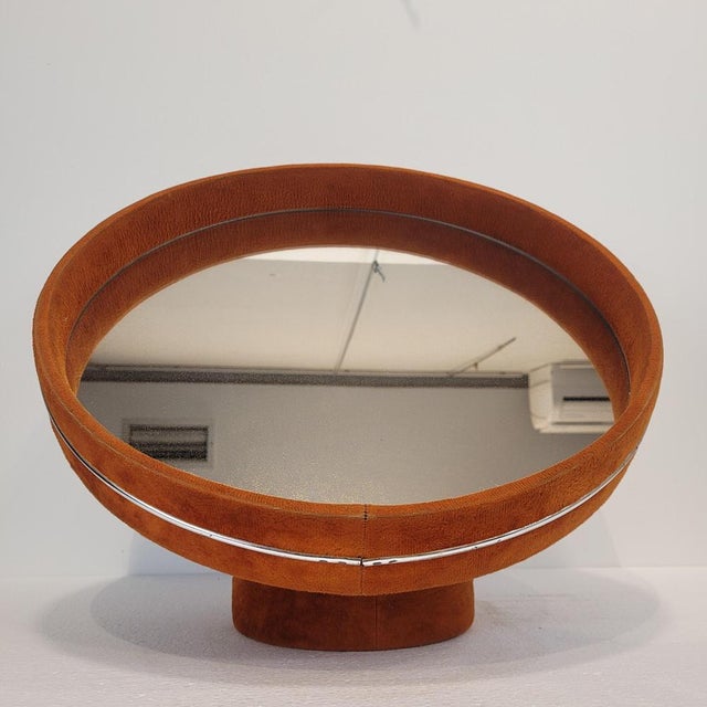 Orange Space Age Dressing Mirror with Orange Velvet Upholstery, 1960s For Sale - Image 8 of 18