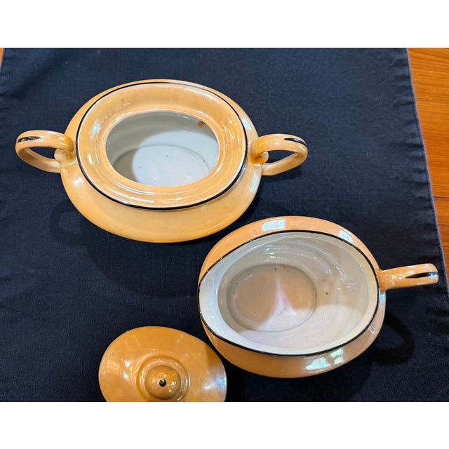 Art Deco Vintage Art Deco Czech Lusterware Sugar and Creamer Set by Bell China, Czechoslovakia For Sale - Image 3 of 3