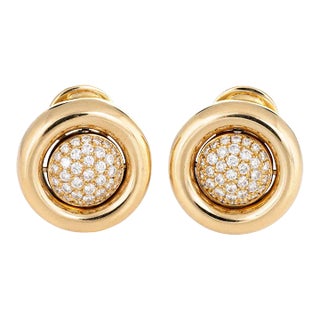 Chopard Diamond Earrings Movable Day Night 18 Karat Yellow Gold Estate Jewellery - 2 Pieces For Sale