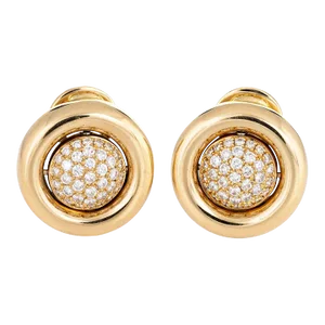 Chopard Diamond Earrings Movable Day Night 18 Karat Yellow Gold Estate Jewellery - 2 Pieces