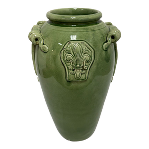Leona for Neiman Marcus Italian Green Crackle-Glazed Ceramic Vase