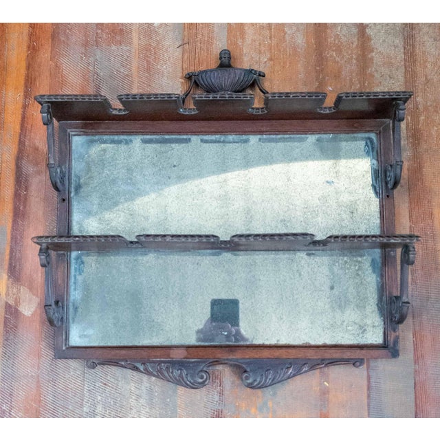 We are offering this very unusual English Georgian style wall shelf. This wall shelf has two tiers with cutouts, possibly...