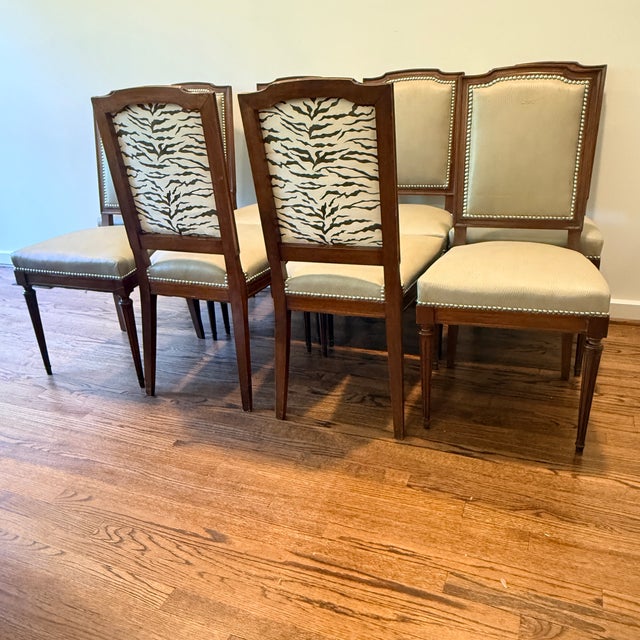 French Set of 6 Vintage Louis Style Dining Chairs For Sale - Image 3 of 14
