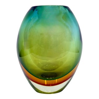 Vintage Sommerso Murano Glass Vase For Sale