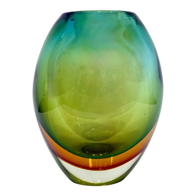 Vintage Sommerso Murano Glass Vase For Sale