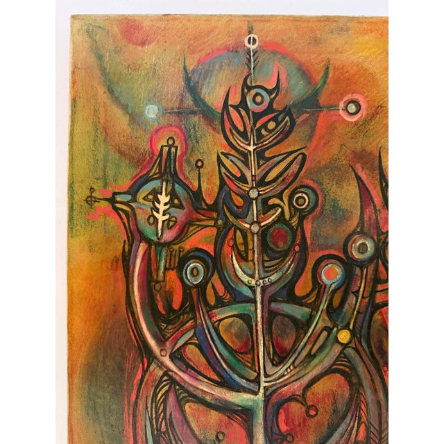 Abstract Arturo Potestad (1917–2016) Cuban Abstract Symbolist Painting, Signed & Dated 1992 For Sale - Image 3 of 8