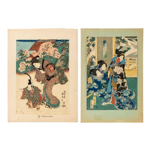 Utagawa Kunisada Bijin-Ga Woodblock Prints, 2 For Sale