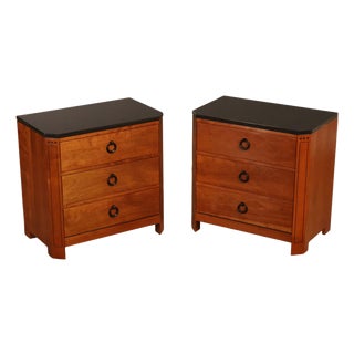 Stickley 21st Century Collection Pair of Granite Top Cherry Nightstands For Sale