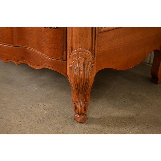 Kent Coffey French Provincial Louis XV Carved Cherry Wood Highboy Dresser, Circa 1960s For Sale - Image 11 of 16