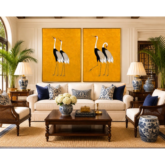 Not Yet Made - Made To Order Japanese Crane Diptych, Oversized Gold Wall Art Collection, 16" X 24" For Sale - Image 5 of 9