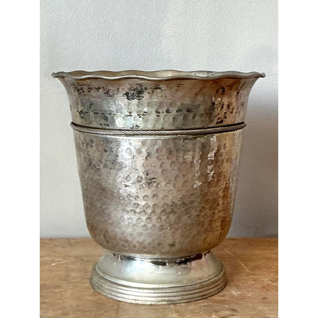 Mid 20th Century Vintage Boho Hammered Aluminum Ice Bucket For Sale - Image 5 of 7