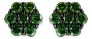.925 Sterling Silver 1/2 cttw Prong Set Round-Cut Treated Green Diamond Floral Cluster Stud Earring (Fancy Green Color, I1-I2 Clarity)