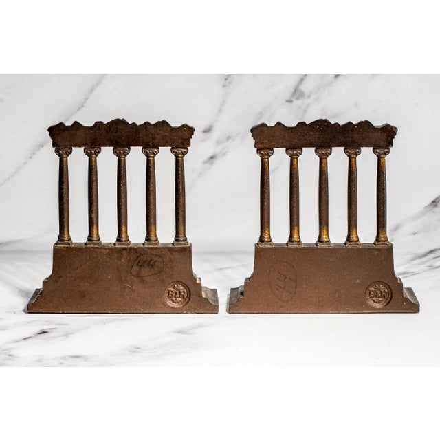Stately Antique Cast Iron Bradley & Hubbard Temple of Saturn Architectural Roman Forum Grand Tour Style Bookends Home Decor For Sale - Image 9 of 13