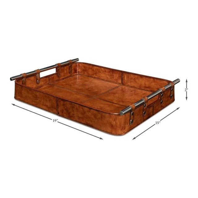 Not Yet Made - Made To Order Tobacco Brown Leather Tray For Sale - Image 5 of 9