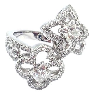 Louis Vuitton LV Monogram Signature Diamond Fusion White Gold Ring, Size 5.75 For Sale