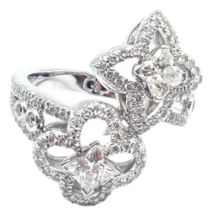 Louis Vuitton LV Monogram Signature Diamond Fusion White Gold Ring, Size 5.75