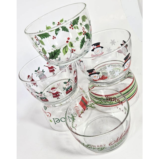 Green Vintage Christmas Bowls- Set of Six For Sale - Image 8 of 13