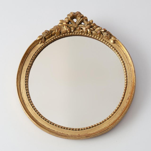 Oval Giltwood Mirror with Rococo-Style Floral Crest, 1950s For Sale - Image 11 of 11