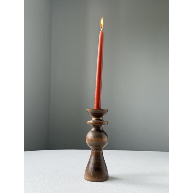 Mid-Century Modern Mid-Century Modern Hungarian Turned Wooden Candlestick, 1960s For Sale - Image 3 of 7