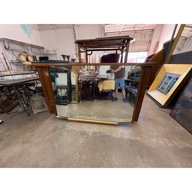 Wood 1940s Italian Art Deco Horizontal Mirror For Sale - Image 7 of 11
