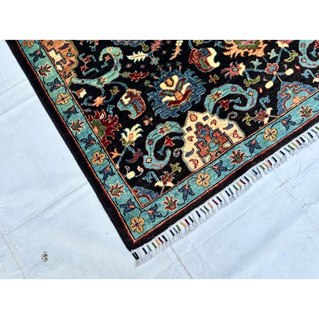 2000 - 2009 Black Persian Malayer Medallion Hand-Knotted Wool Rug - 4'10" X 6'6" For Sale - Image 5 of 13