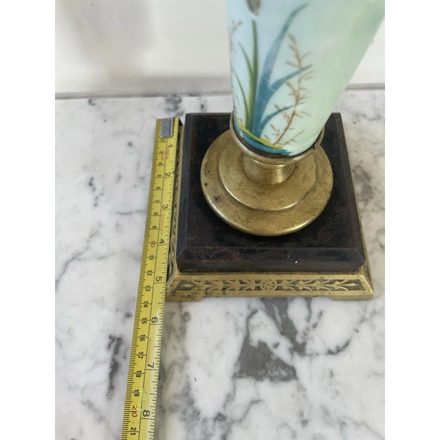 1890s Hand Painting Glass Oil Lamp For Sale In New York - Image 6 of 6