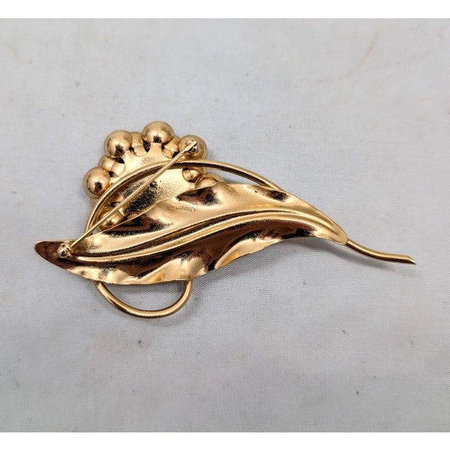 Metal Vintage 1968 Signed Napier Goldtone 3d Thistle Brooch For Sale - Image 7 of 7