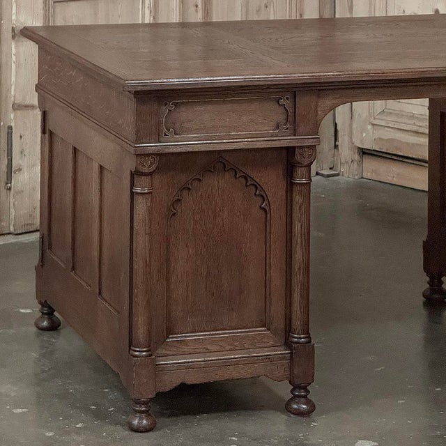 Coffee Mid-Century Neogothic Executive Desk by Jansen & Sons of Amsterdam For Sale - Image 8 of 18