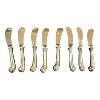 1980s 8 Tuttle Onslow Sterling Silver Butter Knives RWR For Sale