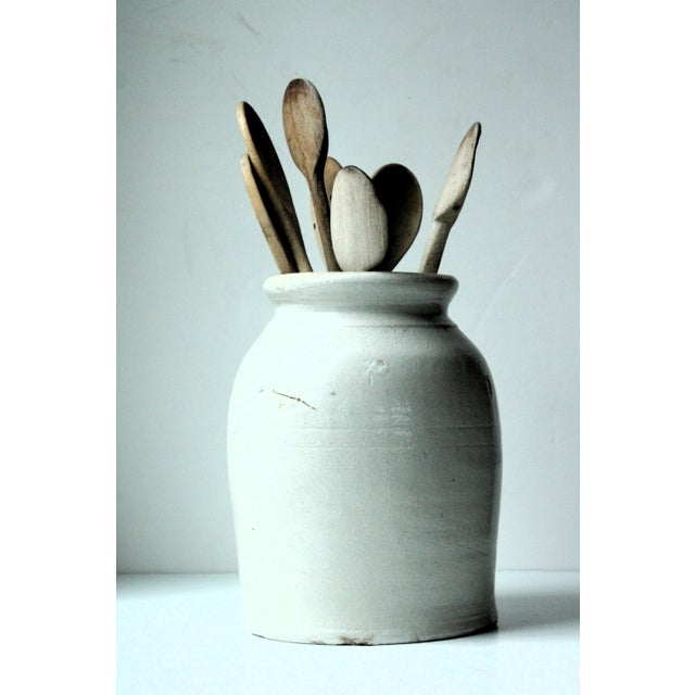 Early 20th Century Large 9.5" Antique Farmhouse Rustic Stoneware Utensil Crock For Sale - Image 5 of 6