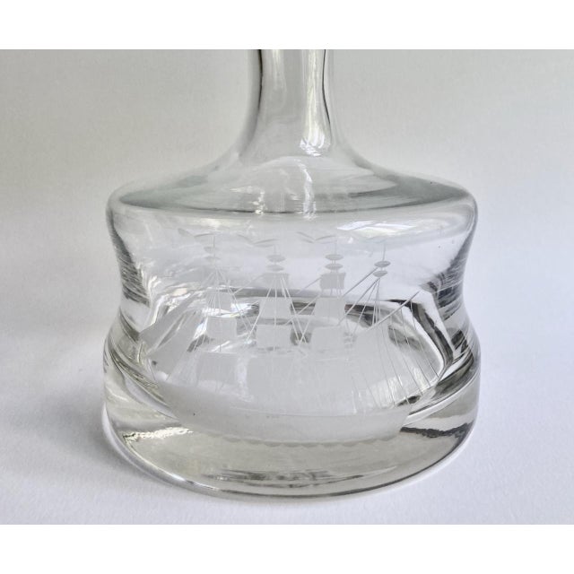 Circa 1970 Toscany Co. Etched "Clipper Ship" Crystal Decanter For Sale - Image 4 of 10