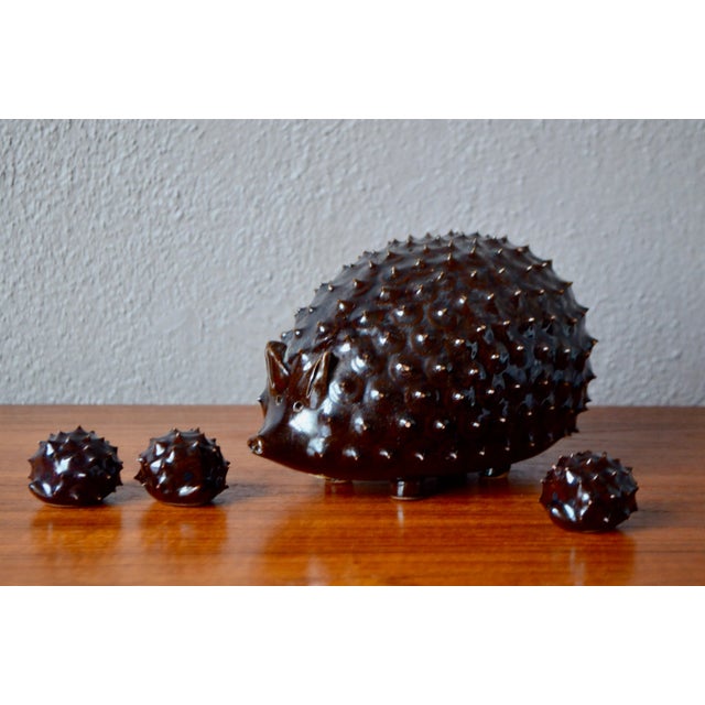 Zoomorphic ceramic from the 60s.The brown enamel is shiny, the details elegant. Born in the USSR as indicated on the label...