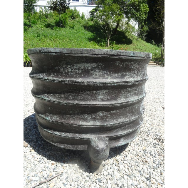 Extra Large Vintage Chinese Bronze Jardiniere Planters For Sale In Los Angeles - Image 6 of 7