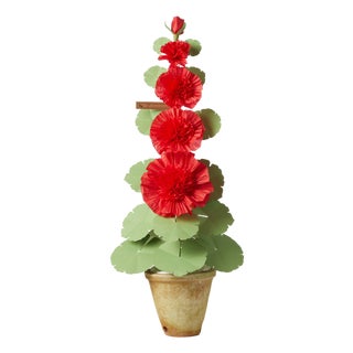 The Green Vase Double Hollyhock Plant in Red For Sale