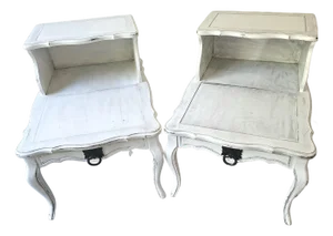 A Restored Pair French Country Chic Two-Tier Side Tables