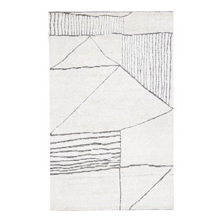 1960s Abstract Modern Moroccan Style Scatter Wool Rug in Ivory by Apadana For Sale