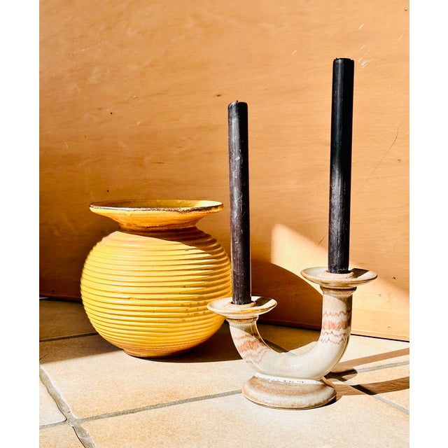 1920s Art Deco Candleholder in Glazed Ceramic, Germany, 1920s For Sale - Image 5 of 12