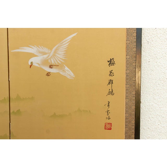 Japanese Vintage Japanese Kacho-Ga Painted Folding Screen For Sale - Image 3 of 9