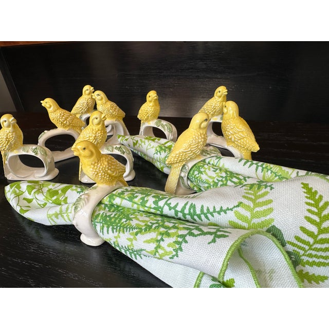 Canary Yellow Ceramic Bird Napkin Rings Set of 12 For Sale - Image 12 of 14