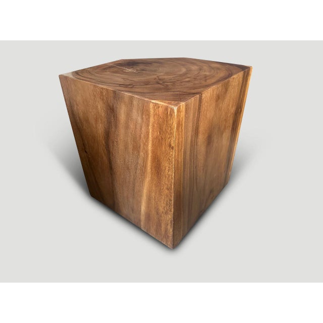 2010s Andrianna Shamaris Faceted Wood Side Table For Sale - Image 5 of 5