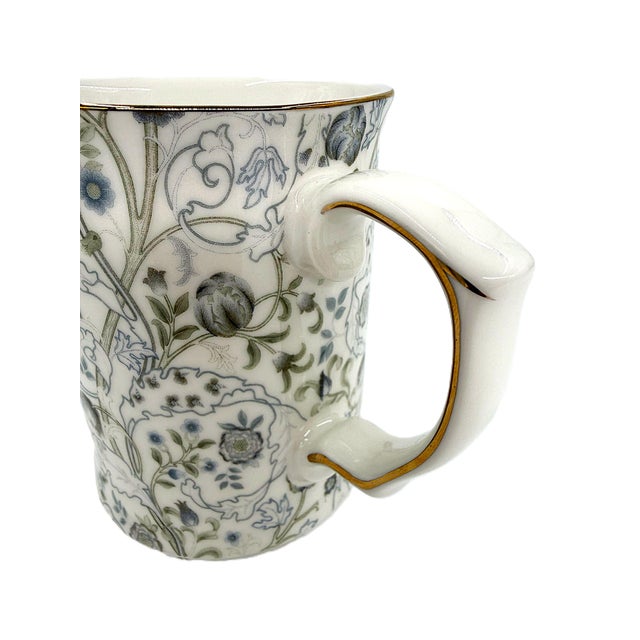 2020s Morris & Co Botanical Porcelain Mugs Featuring the "Lodden" Floral Design by William Morris - Set of 6 For Sale - Image 5 of 7