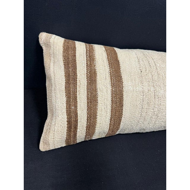 Turkish Hemp Pillow Cushion Natural Beige Brown Cushion Cover 14x40 #30439 Enhance your home decor with our Kilim Pillow...